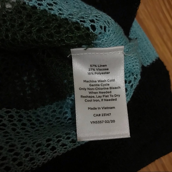 Talbots Teal Green White Striped Linen Sweater, EUC, SP - Picture 14 of 14